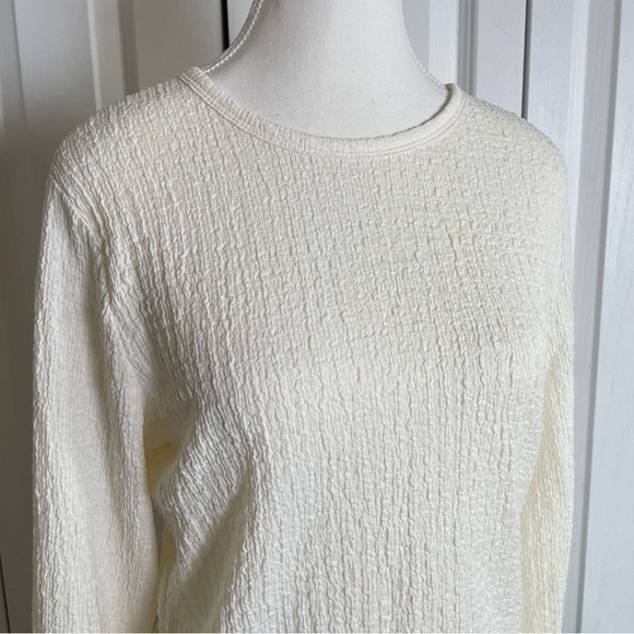 Old Navy Textured Long Sleeve Top Womens L Ivory Lightweight Shabby Chic Cottage - Picture 2 of 12